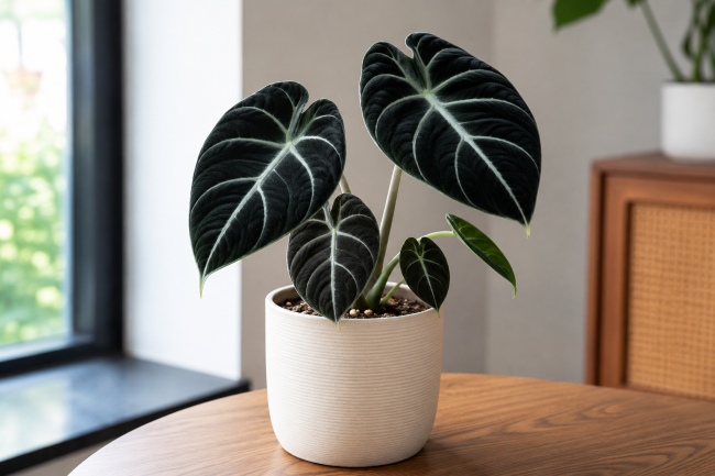 Alokazja 'Black Velvet' - Alocasia reginula 'Black Velvet'