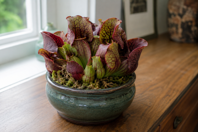 Rośliny owadożerne - uprawa w domu Kapturnica purpurowa - Sarracenia purpurea
