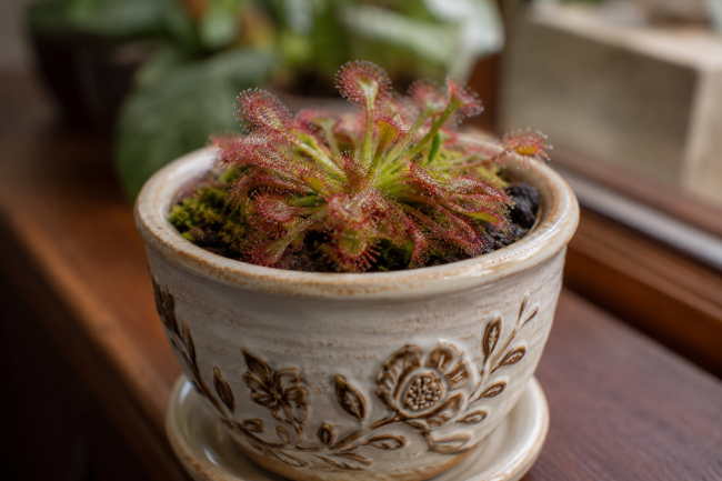 Rośliny owadożerne - uprawa w domu Rosiczka łyżeczkowata - Drosera spatulata
